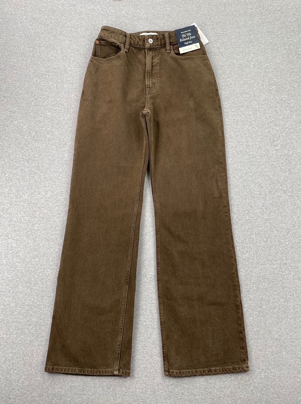 Abercrombie & Fitch 90s Relaxed High Rise Jeans Womens 25 Curve Love Brown